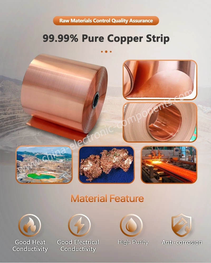 9999 Pure Copper Strip for Flexible copper foil connectors 9999 Pure Copper Strip for Flexible copper foil connectors